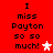 Red background with black text reading "I miss Payton so so much!" and a white star icon on the right side.