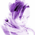 A static pixelated image of a purple and white abstract shape with dark internal details on a plain background.
