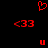 A 48x48 pixel animated buddy icon featuring red pixelated symbols on a black background, arranged in a contact sheet layout with two frames showing sequential animation changes.