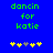 Green pixelated text 'dancin for kotie' on blue background with yellow and gray star icons below.