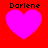 Four identical pixelated pink hearts on a red background with black text above each heart reading 'Darlene'.