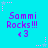 Pixelated cyan background with purple text reading "Sammi Rocks!!!" and a heart symbol, surrounded by pink star-shaped decorations.