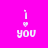 Pixelated pink background with white text 'i you' and a heart symbol, featuring four variations of horizontal bar placement around the central elements.
