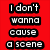six colored with pixelated text fragments: red, purple, black, and gray backgrounds display phrases like "I don't wanna cause a scene" and "without your love."