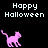 Pixelated pink cat icon with 'Happy Halloween' text on black background, showing four distinct poses across observations.