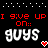 Animated contact sheet of 18 frames showing a text-based buddy icon with repeating phrases and heart symbols on black background, featuring color variations in text styles across frames.