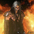 A pixelated figure in dark clothing holds a glowing object against an orange and yellow background.