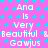 A static image with a bright pink background covered in small cyan stars, displaying repeated text "Ana Is Very Beautiful &Beautiful Gawjus" in white pixelated font.