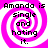 Four identical display a pink and white spiral background with black text reading "Amanda is single and hating it."