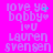 Pixelated text on bright pink background with cyan animation elements, featuring repeated phrases and names in light purple.