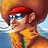Pixelated character with large brown afro, red headband, blue glasses, and yellow jacket against orange background with text "Wassup My Brother ?".