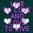 Pixelated text 'LIVE TO LOVE AND LOVE TO LIVE' in pink on dark teal background with white heart shapes.