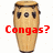 Pixelated conga drum with red text overlays in three showing sequential text changes