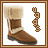 Animated contact sheet showing two frames of a brown UGG-style boot with beige fur trim and the word "UGG" in pixelated text, displayed side-by-side on white backgrounds within a brown frame.