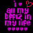 Pixelated text reads "i all my bffiz in my life" with pink hearts, one red heart above the 'i' and six small purple hearts below.