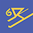 Yellow stylized symbol on solid blue background with pixelated edges and no visible text or animation.