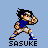 Pixel art animation of a character performing a fiery attack, with showing motion and flame effects