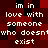 Pixelated text on a red and black checkered background with repeated phrases about loving someone who doesn't exist.