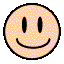 Six circular pixelated icons arranged in two of three, each with a light pink dotted skin tone and black oval eyes showing varied mouth expressions