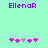 Purple pixelated text 'Ellenar' appears above two of pink and purple heart icons on a light green background
