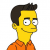 Pixelated cartoon character with yellow skin, dark brown hair, and orange shirt in profile view.
