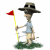 Animated golf icon shows a character with wide-brimmed hat holding red flag on yellow pole, standing on green grass patch.