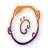Animated contact sheet of 14 frames showing a circular icon with orange and purple accents rotating clockwise on a white background.