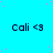 Cali <3 repeated across a cyan background with scattered pink dots, no visible animation changes.