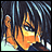A pixelated anime-style character face with orange and blue tones on the left, next to stylized text reading "Anime IM" and a signature-like mark on black background.