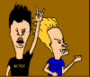 Animated sequence of two cartoon characters against brown background, showing pose and expression changes with one character making rock hand gesture.