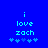Blue background with cyan text reading 'i love zach' and five pixelated stars below, where the third star changes from light blue to dark blue between observations.