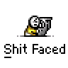 A 6-frame animated contact sheet showing a pixelated cartoon character with
