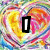 A colorful heart-shaped background with text elements appearing sequentially: 'I', then 'love', then 'cheer' in bold white letters with black outlines.