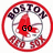 Circular red-bordered icon with 'BOSTON RED SOX' text, central baseball graphic, and changing black text reading GO, then RED, then SOX.