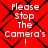 Red background with black crisscross lines and white text reading 'Please Stop The Camera's !' in four identical quadrants.