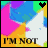 A 4x3 contact sheet of animated frames showing a colorful pixelated icon with text changes between 'I'M NOT' and 'OKAY', featuring a white star shape, heart symbol in top-right corner, and shifting rainbow background colors.