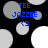 Blue text 'TEE JAZZEE' with a blue arrow symbol appears over a black background with gray and white circles, showing animation changes in circle positions and colors.