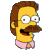 Pixelated cartoon character head with brown hair, mustache, and pink collar on gray background.