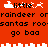 Red background with pixelated text and white shapes; two identical of 'little reindeer orraineer or santas roosantas roo go baa' in black, each paired with a small white icon showing a ship and deer