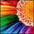 Pixelated rainbow gradient background with a stylized figure in green, blue, purple, and pink sections.