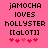 Pixelated text on pink background with animated heart sequence showing five hearts in two states: four red hearts and one light pink heart in first state, four red hearts and one light pink heart in second state.