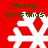 Red background with four white snowflakes and green 'Merry christmas' text in pixelated font.