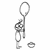 Pixelated grayscale icon of a key with an oval ring, standing upright next to a detached smaller ring on white background.