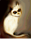 Animated sequence of a white owl with dark eyes and beak, shifting between light and shadowed poses against dark backgrounds.