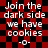 Red and black checkered background with white text reading "Join the dark side we have cookies -o-" repeated twice in a