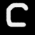 Two white stylized C shapes on a black background, one with sharp edges and the other with blurred gradients.