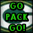 Green text on a swirling background displays 'GO PACK GO!' in the top-left and 'GO PACKERS GO!' in the top-right, with 'GO GREEN BA' visible below.