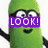 Green cartoon character with black arms and glasses in four showing text overlays: purple LOOK!, green it's a cool, red PICKLE DUDE IN DISGUISE, blue WOW!