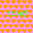 Pixelated pink background with repeating orange heart pattern and green text "s and dy" in four positions.