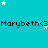 Cyan background with repeating black text 'Marybeth<3' and scattered white stars, partially cropped on the right.